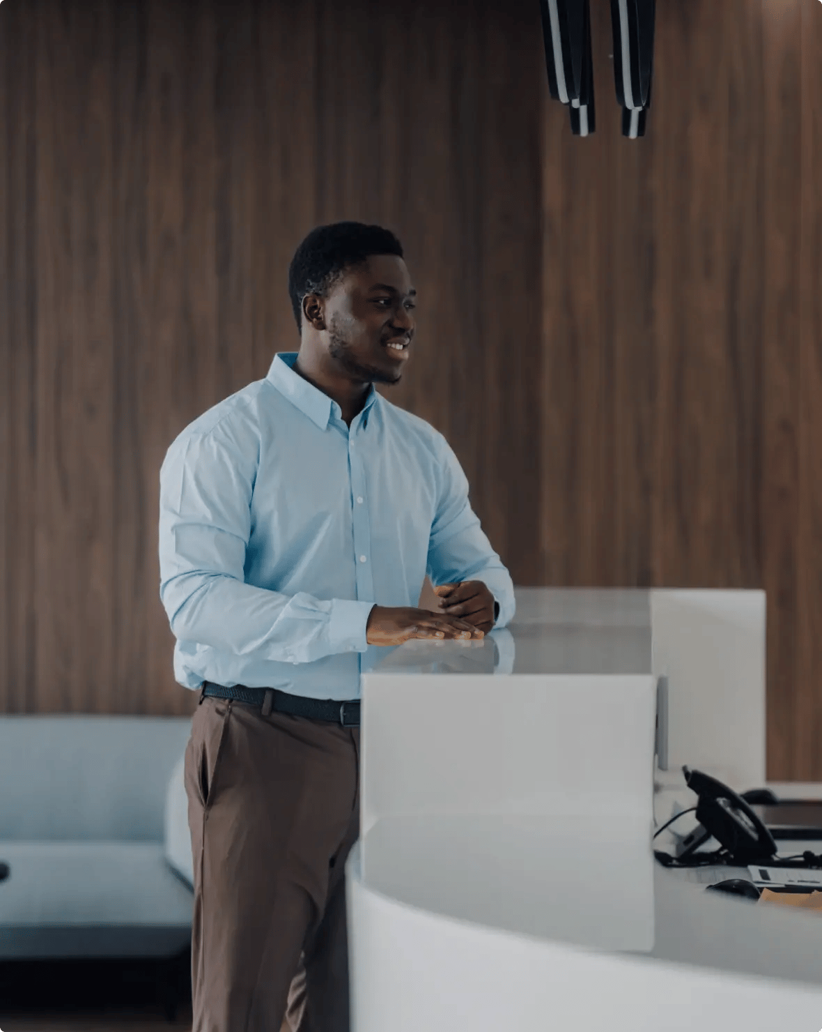 A man standing and talking