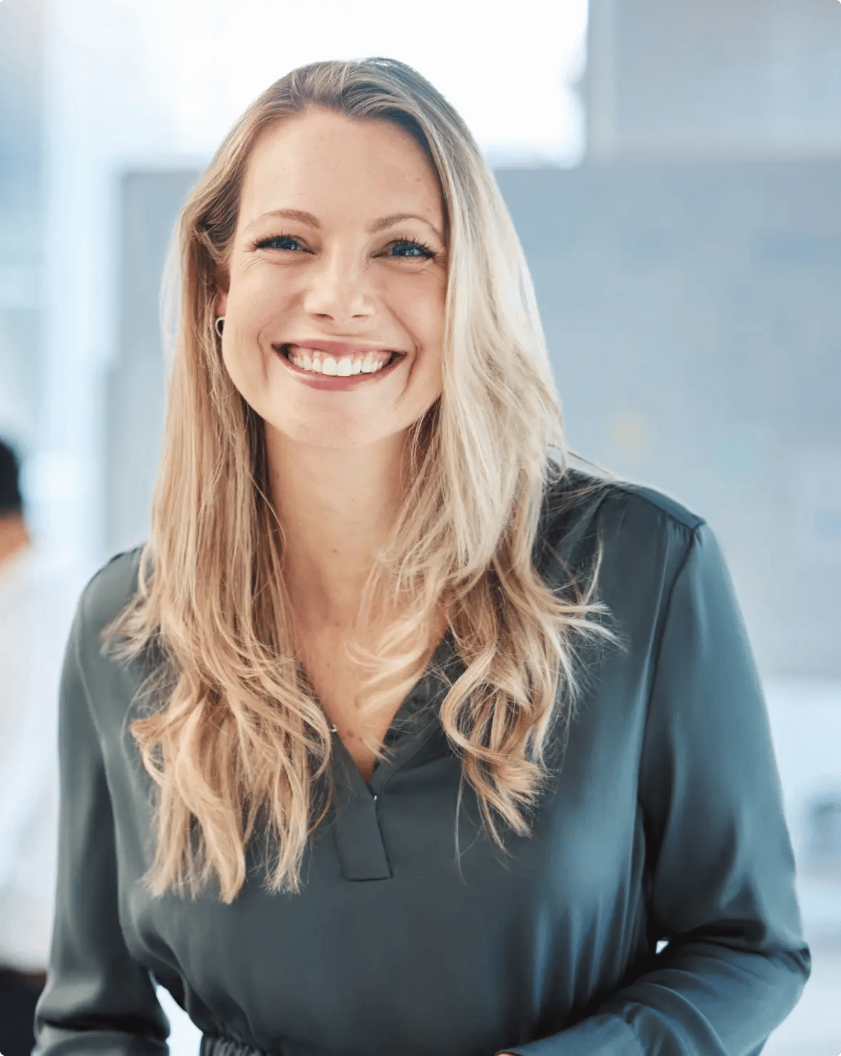 A smiling woman
