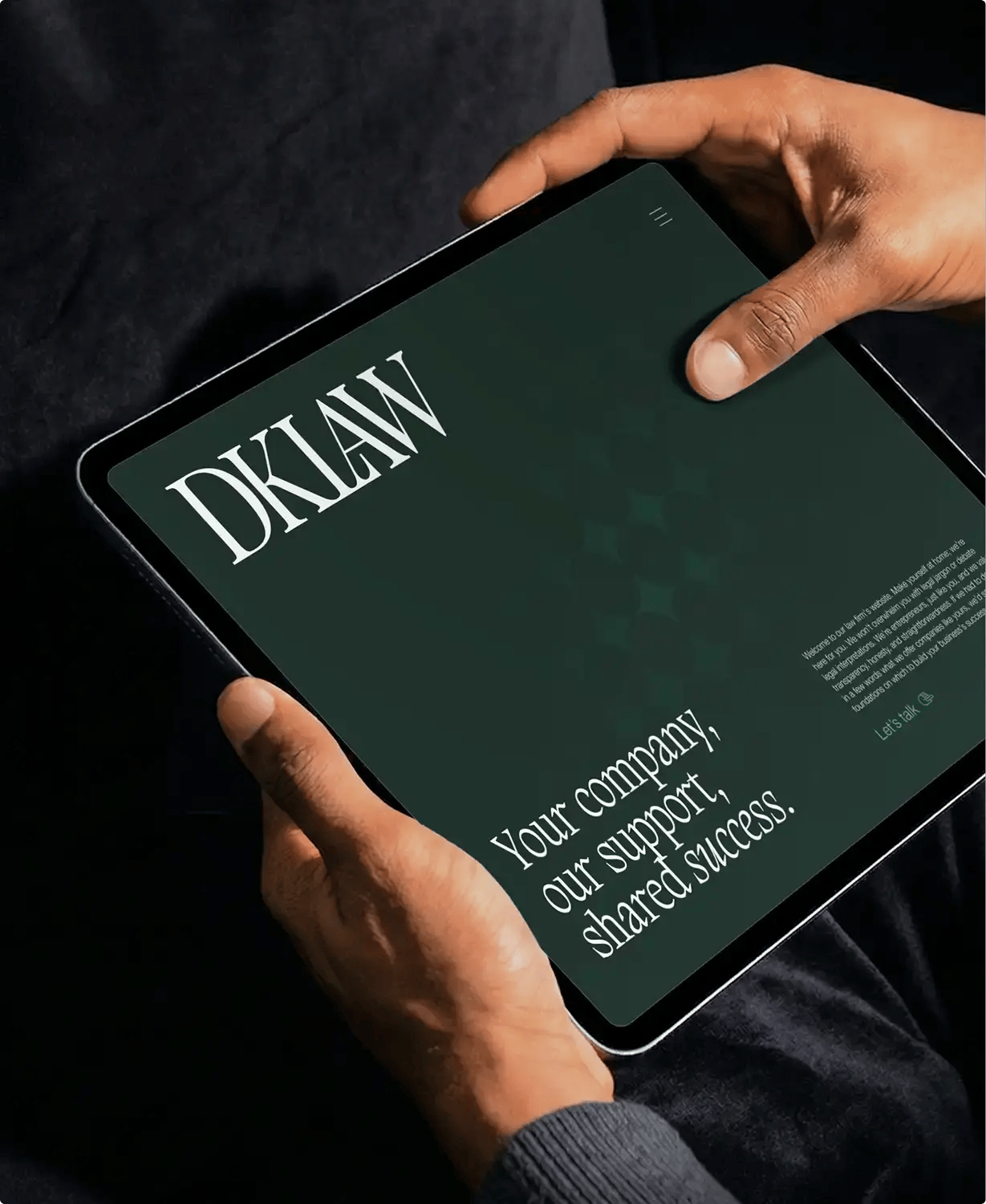 DKLAW tablet mockup