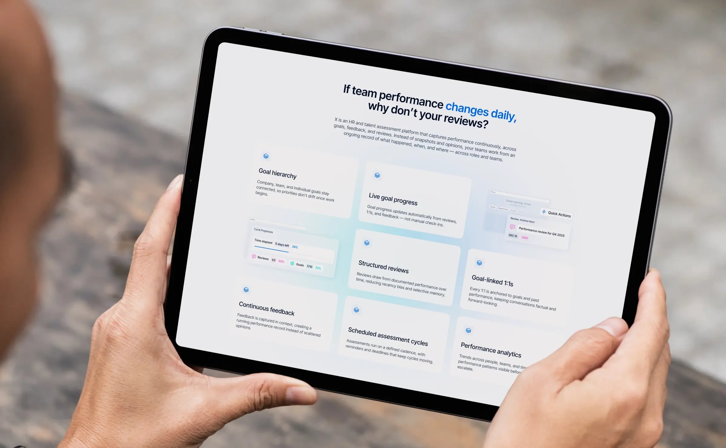 Tablet in the users hands