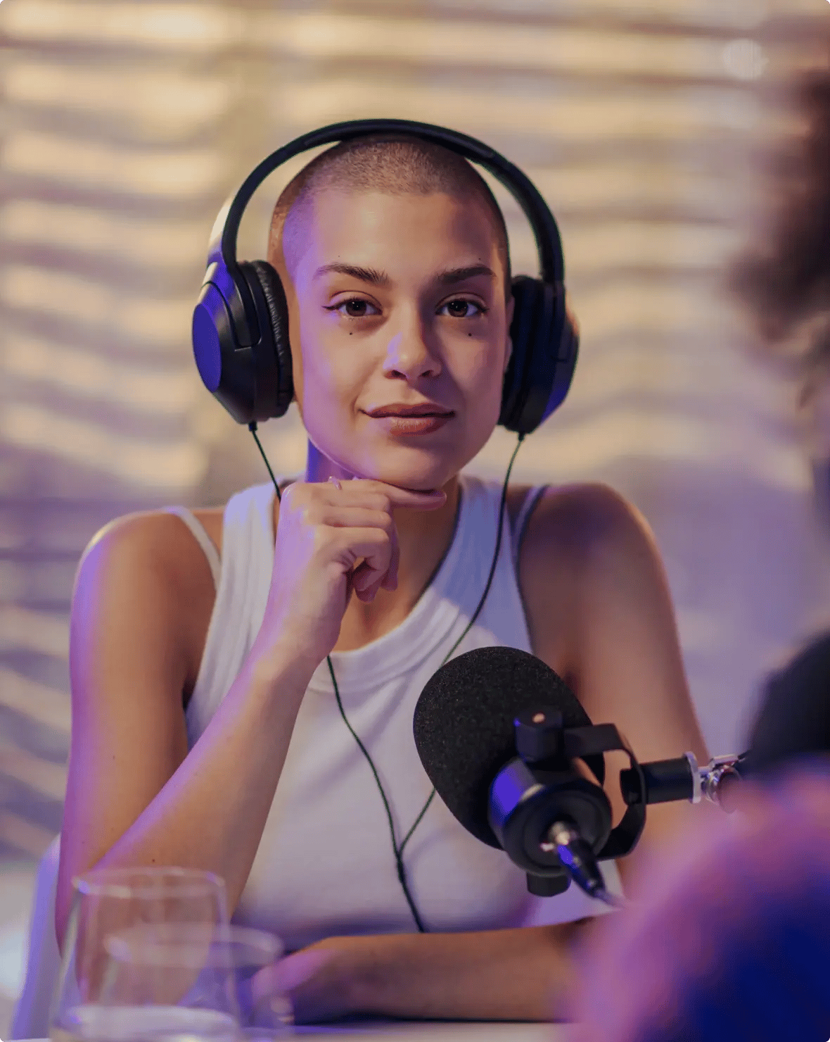 Woman wearing headphones