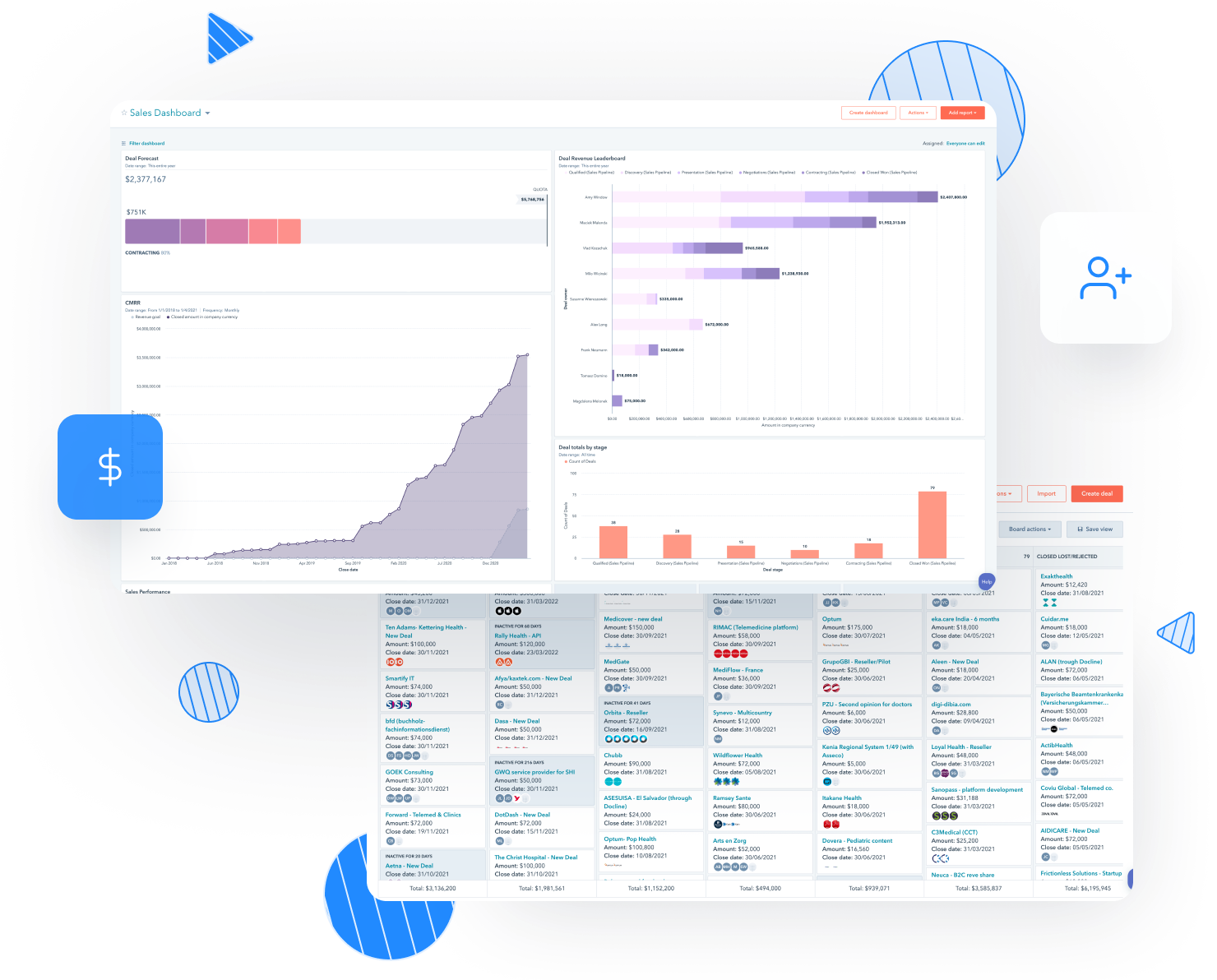 Hubspot sales and crm graphic